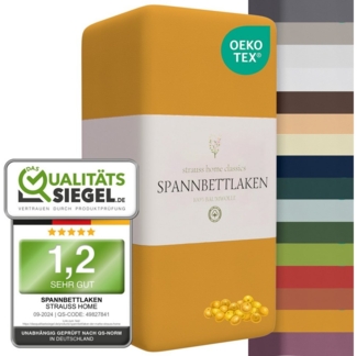Strauss Home Spannbettlaken Premium, Gummizug: Rundumgummi, 150gr/m2 Premium Jersey 100% Baumwolle