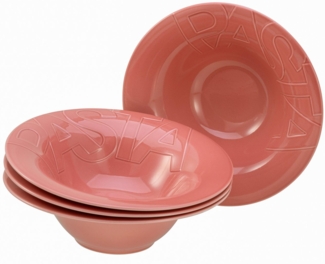 CreaTable 21669 Gourmet Pastateller Porzellan Ø 27 cm, rot, 4-teilig (1 Set)