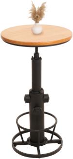 Bartisch HWC-N20, Bistrotisch Thekentisch, höhenverstellbar drehbar Fußablage Industrial Massiv-Holz Ø 61 cm ~ natur