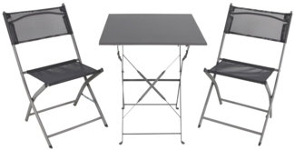 Bistro Set Sitzgruppe Gartenset Gartenmöbel Sitzgarnitur 3-teilig grau