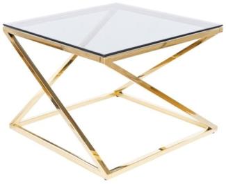 Couchtisch Glastisch Liam 60x60x45cm Rauchglas Gold