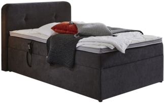 Motor-Boxspringbett Gabriella / Motor BXB Gabriola 1880 , Stoff , Grau, Schwarz , 130 x 104 x 213 cm