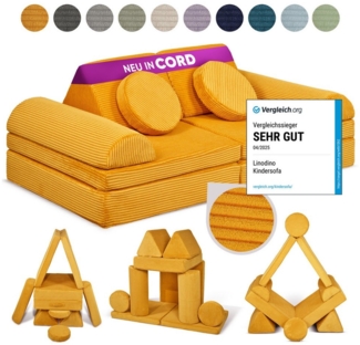 Linodino Kindersofa Spielsofa I Schaumstoff Stapelsteine für Kinder I Kindercouch, 3 Jahre Garantie