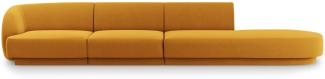 Micadoni 4-Sitzer Rechts Samtstoff Sofa Miley | Bezug Yellow | Beinfarbe Black Plastic