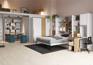 Jugendzimmer Gästezimmer S-ROOM 2 in Weiß und Catania Eiche von Forte