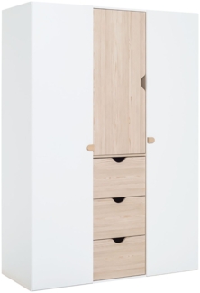 CaliCosy 'STIGE' Kleiderschrank Dressing mit 3 Türen und 3 Schubladen - Weiß - Weiß