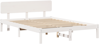 vidaXL Bettgestell mit Kopfteil Weiß 160x200 cm Massivholz Kiefer 872099