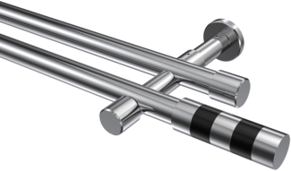 Gardinenstangen-Set Prestige Mavell 100 cm, 2-läufig (ohne Ringe), 20 mm Ø Chrom