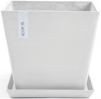 ECOPOTS Blumentopf Rotterdam 30 Weiß, für innen und außen: frostsicher, bruchsicher und lichtbeständig