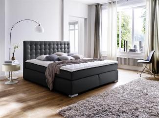 Boxspringbett >Lenno< in Schwarz - 202x117x211cm (BxHxT)