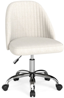 Armloser Drehstuhl Höhenverstellbarer Schminkstuhl Bürostuhl Homeoffice Stuhl Beige