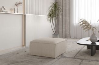 Polsterhocker Designerhocker CELES PREMIUM 65x65 cm in Stoff Scala Hellbeige