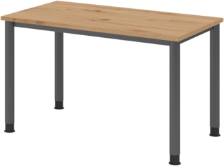 bümö Schreibtisch H-Serie höhenverstellbar, Tischplatte 120 x 67,2 cm in Asteiche, Gestell in graphit, HS6-12-R-G