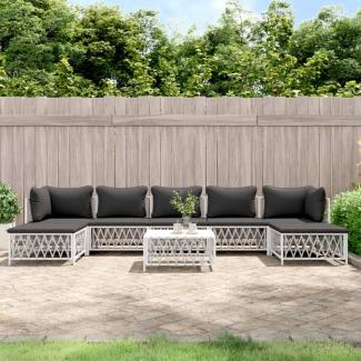 vidaXL 8-tlg. Garten-Lounge-Set mit Kissen Weiß Stahl 3186906