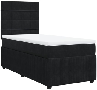 vidaXL Boxspringbett mit Matratze Schwarz 80x200 cm Samt 3292192