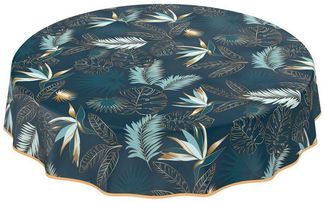 ANRO Tischdecke Wachstuchtischdecke Gartentischdecke Wachstischdecke (Einzelstück 1-tlg), Glatt Rund 100cm wasserabweisend mit Saum