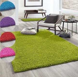 Vimoda Hochflor-Teppich Shaggy Langflor Wohnzimmer Schlafzimmer Modern, Rund, Höhe: 30 mm, Einfarbig, zeitlose, langflor Läufer, rund Teppich