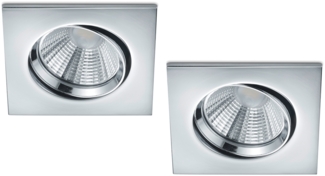 LED Einbaustrahler Decke 2er Set eckig schwenkbar dimmbar Chrom glänzend 5,5W