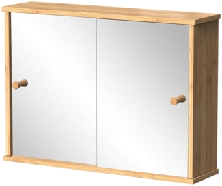 Vicco Badspiegelschrank Bambus 55 x 40 cm mit 2 Schiebetüren, Mireo