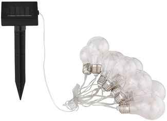 LED Solar Lichterkette, 20x Glühbirne, Erdspieß, L 380 cm