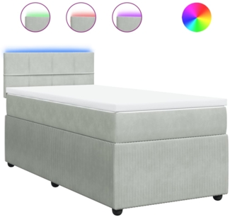 vidaXL Boxspringbett mit Matratze Hellgrau 90x200 cm Samt 3289950