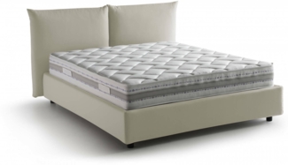 Dmora Arcole Doppelbett, Bettkasten mit Stoffbezug, 100 % Made in Italy, Öffnung vorne, inklusive Matratze 160 x 200 cm, Beige