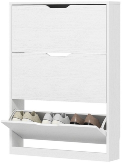 MC Star Schuhschrank mit 3 Klappen, Schuhregal, Schuhkipper Schmal Schuhkommode (für 9-12 Paar Schuhe 80 x 17 x 108 cm, Weiß)