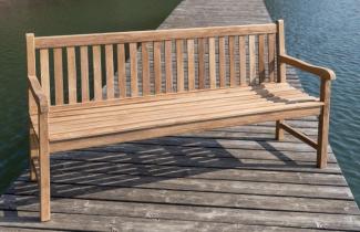 LEX Gartenbank Stabile Gartenbank Picadelly 180 cm in Premium Teak mit Armlehne
