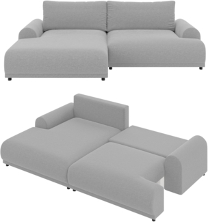 Ecksofa Lounge Schlaffunktion Bettkasten moderne L-Couch Ecke Links Hellgrau