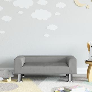 vidaXL Kindersofa 70 x 45 x 26,5 cm Samt, Hellgrau