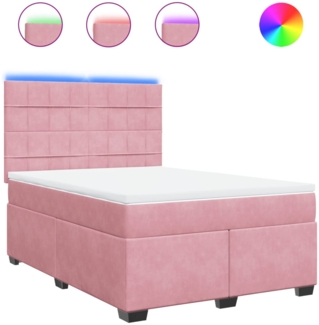 vidaXL Boxspringbett mit Matratze Rosa 140x200 cm Samt 3293235