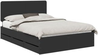 vidaXL Bettrahmen mit Schubladen Schwarz 150 x 200 cm Ingenieurs Holz 3412582