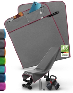 NirvanaShape Sporthandtuch Fitness-Handtuch mit Magnet-Clip, Mikrofaser Sporthandtuch, Microfaser, 2x Reißverschlusstaschen & Funktionaler Geräteüberzug, Ultra-Saugfähig