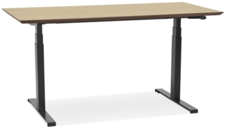 Kadima Design Bürotisch elektrisch | 150x70 cm | Höhenverstellbar Kompakt Homeoffice 63-128 cm | Beige-Schwarz | Arbeitstisch