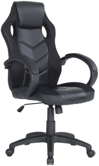 Dmora Stuhl mit Rädern Urbana, Gaming-Sessel für Erwachsene, Schreibtischstuhl, 66x61h104/114 cm, Schwarz