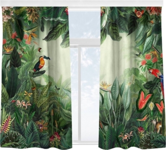 Bilderdepot24 Vorhang Gardine Natur Tropisch Vintage Bunter Dschungel Türvorhang Raumteiler (2 St), Multifunktionsband, blickdicht, Samt, Schiebegardinen Küche Schlafzimmer Wohnzimmer Schiebevorhang