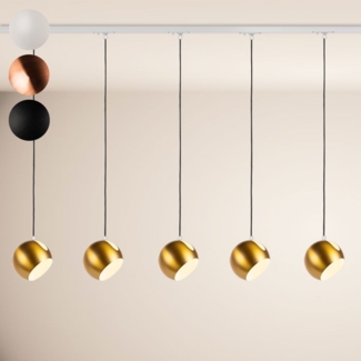 s.luce Ball Esszimmerlampe 1-Phasen-Schiene Endeinspeiser Ø 20cm Kupfer