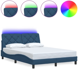 vidaXL Bettgestell mit LED ohne Matratze Blau 120x200 cm Stoff 3310663