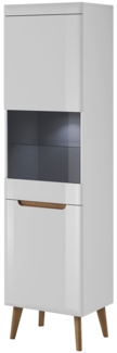 Vitrine Nordi Standvitrine Glasvitrine 53cm weiß Hg riviera eiche grifflos