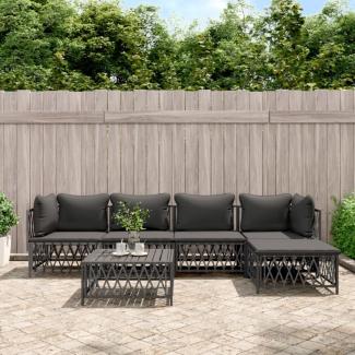 vidaXL 6-tlg. Garten-Lounge-Set mit Kissen Anthrazit Stahl 3186867