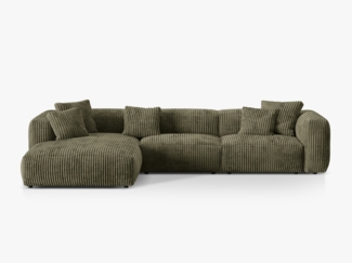 Micadoni Ecksofa Martina 3-Sitzer Kord Moßgrün Links