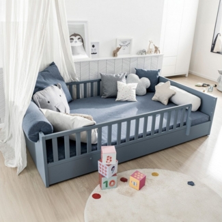 PAIDI Kinderbett LITTLE FLO, vom Baby bis zum Teeni, in mehreren Farben und Breiten (Breite/Länge: 90x200 cm + 120X200cm +140x200 cm), umbaubar zum Kinder- oder Jugendbett, Bodenbett auch als Sofa nutzbar