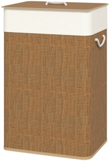 MC Star Wäschekorb Bambus mit Deckel 72 L Wäschesammler mit Seilgriffen, herausnehmbarer (Wäschesack, Laundry Baskets Wäschesortierer für Waschküche Schlafzimmer Badezimmer Braun)