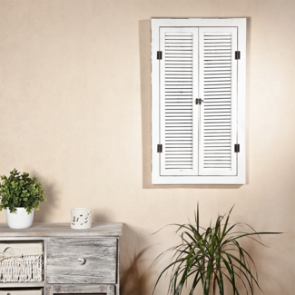 Wandspiegel quadratisch Weiß Bilderrahmen Fensterladen Fotorahmen Flur Holzdeko