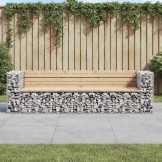 vidaXL Gartenbank aus Gabionen 244x71x65,5 cm Massivholz Kiefer 3196239