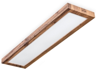 hofstein Deckenleuchte dimmbares Deckenpanel aus Metall/MDF in Schwarz/Holzoptik, LED wechselbar, 2700-6500 Kelvin, skandinavisches Design, mit Fernbedienung, 24 W, 250-2500 Lumen, CCT