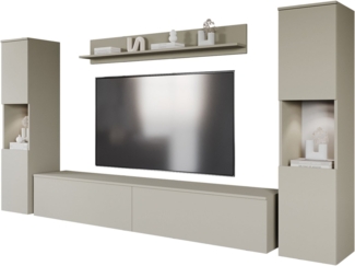 INOSIGN Wohnwand PARIS, Vitrine Türanschlag links/rechts wechselbar, (Komplett-Set, 4-St), grifflose Design, stehend und hängend montierbar