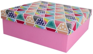 Out of the Blue Stapelbox Geschenkkarton in verschiedenen Größen rosa mit Dreiecken, mit abnehmbaren Deckel