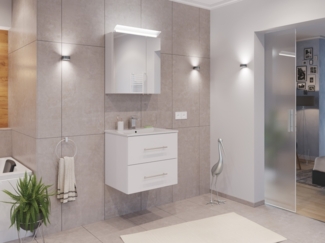Badmöbel Set Firenze 60 2tlg. Spiegelschrank Softclose weiß hochglanz : Weiss hochglanz
