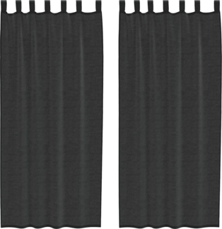 vidaXL Voile Vorhänge mit Lasche 2 Stk. Schwarz 4102259